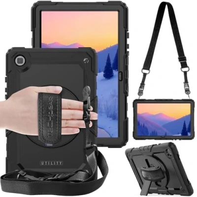 Afbeelding van TECHGEAR Utility Beschermhoes compatibel met Samsung Galaxy Tab A7 2020 10,4 inch (SM T500/SM T505), hard, stootbescherming 360 graden draaibare standaard, schouderriem en handgreep zwart