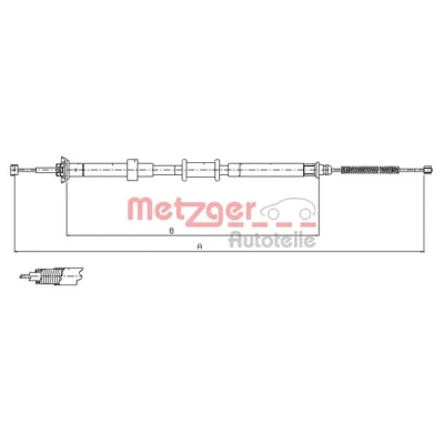 Afbeelding van METZGER 12.0702 Handremkabel Links achter 1403/1157mm Trommelrem COFLE FIAT: Panda II Hatchback (169) 1.2, 1.3 D Multijet, Multijet 4x4
