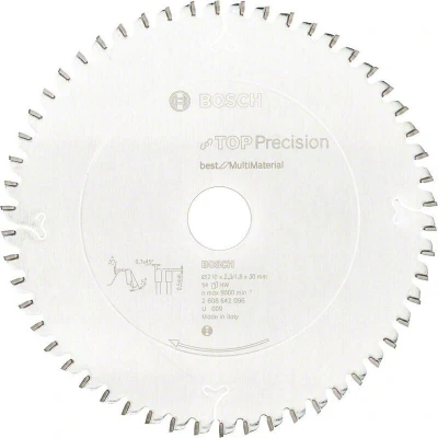 Afbeelding van Bosch Accessoires Cirkelzaagblad Top Precision Best for Multi Material 210 x 30 2,3 mm, 54 1st 2608642096