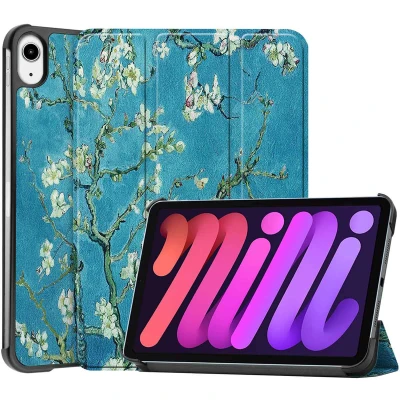 Afbeelding van Apple iPad Mini 6 (2021) Hoes: iMoshion Design Trifold Bookcase Groene Plant Kunstleder Tablet Hoezen