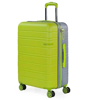 Afbeelding van JASLEN Middelgrote Koffer. Medium Trolley Reiskoffer van JASLEN. Lichtgewicht ABS Harde Schaal 4 Wielen Cijferslot 171260, Pistachet zilver