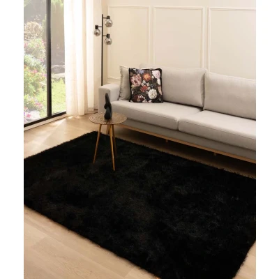 Afbeelding van Hoogpolig Vloerkleed Velvet Posh Zwart 240x340 Cm