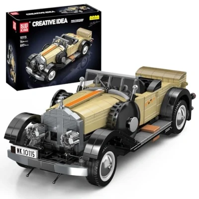 Afbeelding van Mould King 10115 MOC Technology Retro Car Kit, 897+ stuks bouwstenen cabriolet auto, verzamelbare clipkit voor autoliefhebbers