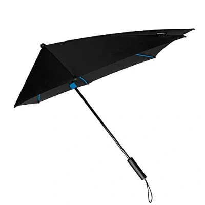 Afbeelding van Windproof storm paraplu 100 cm zwart/blauw Paraplu&quot;;s