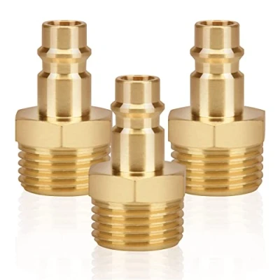Afbeelding van 3 delige persluchtkoppeling met buitendraad 1/2 &quot;messing inch koppeling stekkerdoos mof slang connector ventiel draad