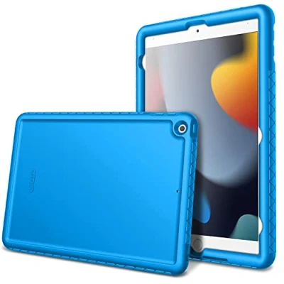 Afbeelding van FINTIE Hoesje compatibel met iPad 9e generatie (2021)/iPad 8e (2020)/iPad 7e (2019) 10,2 inch [All Corner Protection] Schokbestendige siliconen hoes, blauw