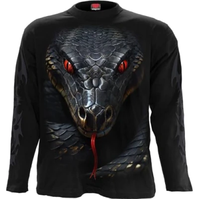 Afbeelding van Spiral Basilisk Shirt met lange mouwen zwart XXL 100% katoen Basics, Horror, Rock wear