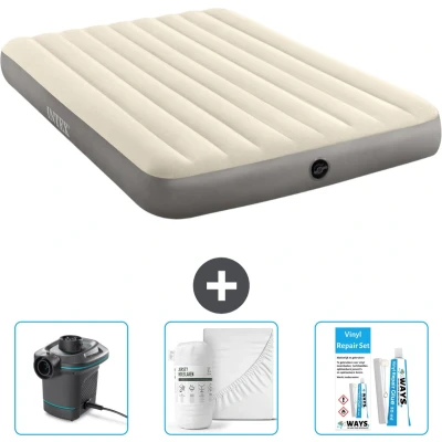 Afbeelding van Intex Luchtbedset 2 Persoons 152 x 203 25 cm Beige + Accessoires