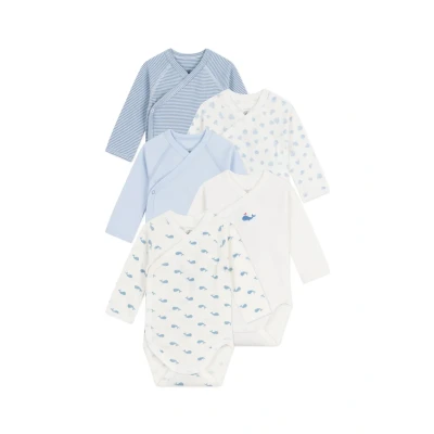 Afbeelding van Petit Bateau Newborn 5 PACK Unisex Body voor kinderen, Maat: 67, White/skyblue