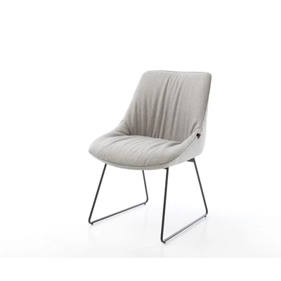 Afbeelding van Gestoffeerde stoel Elda Flex slipframe zwart stripes lichtgrijs