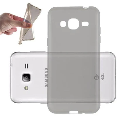 Afbeelding van Cadorabo Hoesje geschikt voor Samsung Galaxy J3 2016 in TRANSPARANT ZWART Beschermhoes gemaakt van flexibel TPU Silicone Case Cover