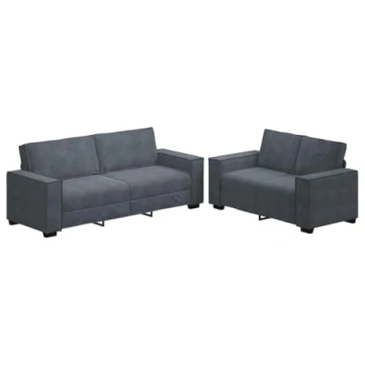 Afbeelding van vidaXL 2 delige Loungeset met kussens stof donkergrijs