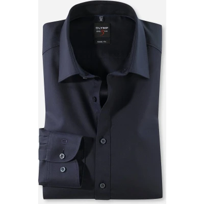 Afbeelding van OLYMP Level 5 body fit overhemd nachtblauw twill Strijkvriendelijk Boordmaat: 44