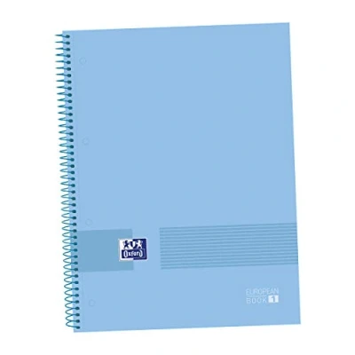Afbeelding van Oxford, Europeanbook1 Notitieboek A4, elegant, minimalistisch, geruit, 5 x 5, hardcover, microgeperforeerd, 80 vellen, blauw