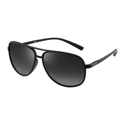Afbeelding van Retro Gepolariseerde Aviator Zonnebril Spiegel Lichtgewicht Brillen voor Mannen Vrouwen, Matte Blck / gepolariseerd grijs, One Size