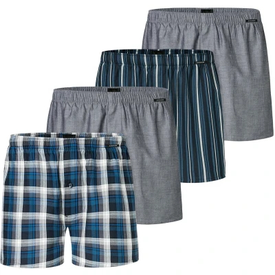 Afbeelding van Schiesser 4ER PACK WEB Boxershorts, Heren, Maat: XL, Grau blau