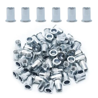 Afbeelding van CCLIFE 60 stuks M8 klinkmoeren en blindklinkmoeren set, 14 mm x 18 mm, verzinkt koolstofstaal, ideale bevestiging voor staal, glasvezel kunststof