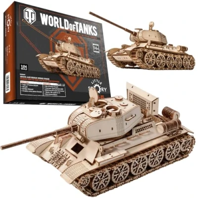Afbeelding van 3D Puzzel World of Tanks Houten tank uit de Tweede Wereldoorlog om in elkaar te zetten Historisch gepantserd voertuig DIY Militaire