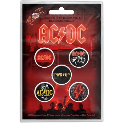Afbeelding van AC/DC PWR UP Badge/button Set van 5 Multicolours
