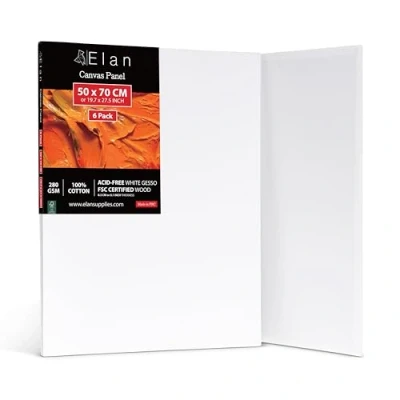 Afbeelding van Elan Katoen Canvas Panelen 50x70 CM, 6 Pack Boards voor het Schilderen, Schilderen Canvas, Canvassen Kunst Board Bulk Art Blank Panel