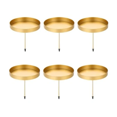 Afbeelding van Kaarsenhouder adventskrans, 8 cm, zwart, 6 stuks, adventskandelaar, metaal, kaarsenhouder, stompkaarsen, krans, kaarsen, kerstdecoratie