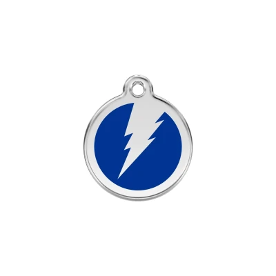 Afbeelding van Flash Navy roestvrijstalen hondenpenning small/klein dia. 2 cm RedDingo