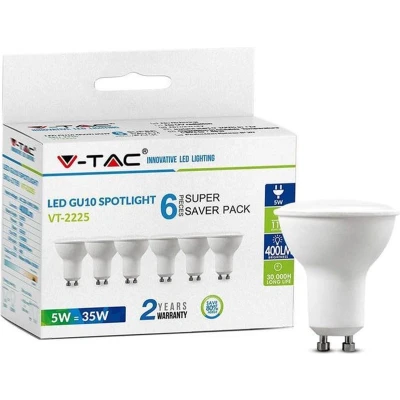 Afbeelding van GU10 Spot LED Lamp Warm Wit (3000K) 5 Watt, vervangt 35W Halogeen V Tac