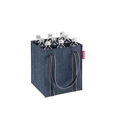 Afbeelding van Reisenthel Bottlebag Flessentas 9 Flessen 1Ltr 1L Herringbone Donkerblauw