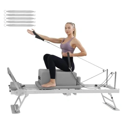 Afbeelding van GRDSGRD Pilates Reformer Machine Opvouwbare Equipment voor Home Workouts, Draagbare Gym,Grijs