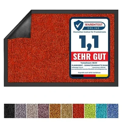 Afbeelding van Floordirekt Schoonloopmat ‘Rhine’ wasbare en effectieve vloermat/vuilvangmat/deurmat met antislip achterkant Polyamide 90 x 150 cm rood