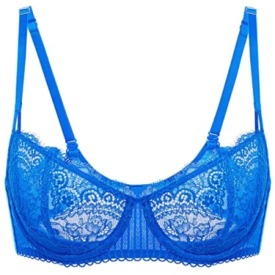 Afbeelding van DOBREVA Dames Beugelbeha X Back Balconette met Kant zonder Inzetstukken Luchtblauw 90C