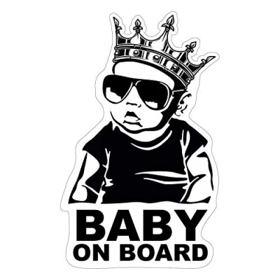 Afbeelding van Finest Folia baby on board sticker, 12 x 7 cm, autosticker, uv bestendig, weerbestendig, waterdicht, Hangover (jongen, kroon)
