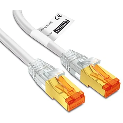 Afbeelding van mumbi LAN kabel 3 m CAT 7 ruwe netwerkkabel S/FTP PiMF CAT7 Ethernet patchkabel RJ45 meter, wit