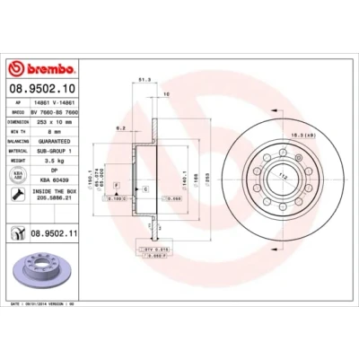 Afbeelding van Brembo Remschijf 08.9502.11