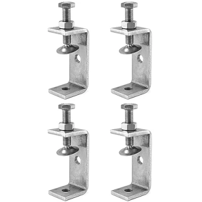Afbeelding van QWORK 4 pack 304 roestvrijstalen C klemmen, zware klem, voor doe het zelf houtbewerking, lasschrijnwerk, zilver, stijl 1