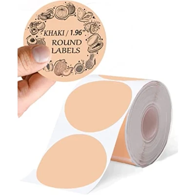 Afbeelding van Phomemo M110, rond etiket voor M110/M110/M120/M200/M221 labelprinter, multifunctionele etiketten 50 x mm thermo barcode, doe het zelf logo, thuis, kantoor, 140 etiketten/rol. Kaki.