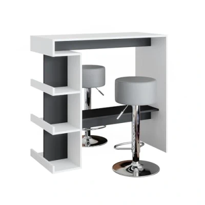 Afbeelding van Vicco Bartafel set &quot;Dana&quot;, Wit/Antraciet, 108 x 50 cm met 2 barkrukken