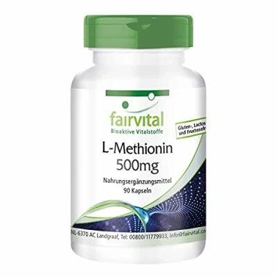 Afbeelding van Fairvital L methionine capsules 500mg HOOG GEDOSEERD VEGAN 90 aminozuur