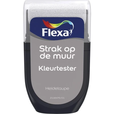 Afbeelding van flexa strak op de muur binnen mat tester heidetaupe 30 ml