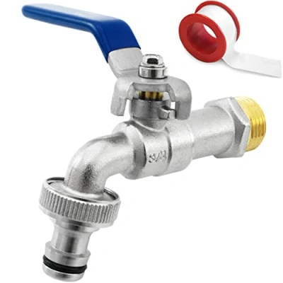 Afbeelding van SHYNE Premium 3/4&#039;&#039; Inch Messing Waterkraan Roest en Vorstbestendig + 1x Kraanaansluiting E Book voor Tuin, Wasmachine, Regenton (2 Stukken)