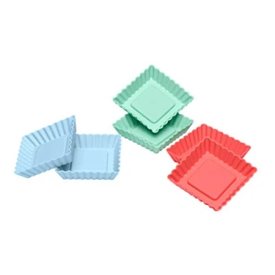 Afbeelding van Lurch Flexiform 6 flanvormen silicone groen, blauw en rood 8.4x8.4x1.9cm