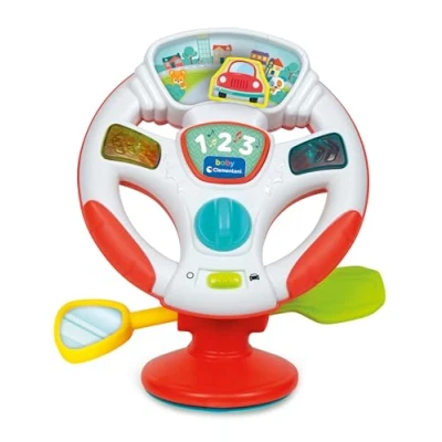Afbeelding van Clementoni Stuurwiel speelgoed voor kinderen, draai en vliegende begeleiding activiteit interactief cadeau met licht geluiden, spel zuignap kinderstoel 6 36 maanden, batterijen