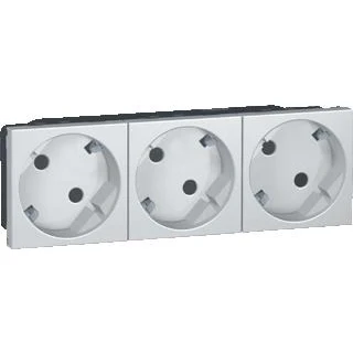 Afbeelding van Legrand wandcontactdoos mosaic 3 voudig 45graden 3x2p kindv steek 6mod alu 079283