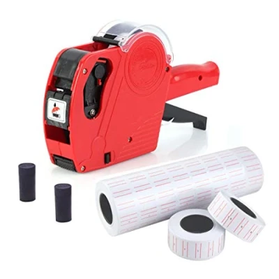 Afbeelding van JZK prijskaartje pistool 1 regel 8 tekens detailhandel gun kit met 10 rollen van etiket en 2 inktpatronen, rood