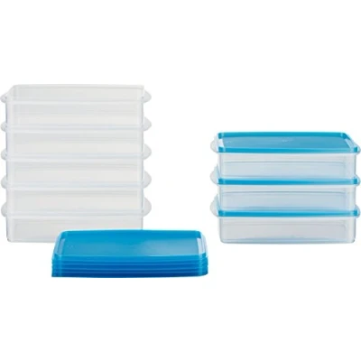 Afbeelding van MiraHome voedselopslagcontainer, vriescontainer, stapelbare container, 23x14x5,2 cm, Oostenrijkse kwaliteit (Blauw, 1l Rechthoekig (8 Stk))