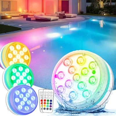 Afbeelding van Vankarr Onderwaterverlichting, 4 stuks, led zwembadverlichting met magneet, afstandsbediening, IP68 led, waterdicht, voor zwembad, vijver, aquariumverlichting