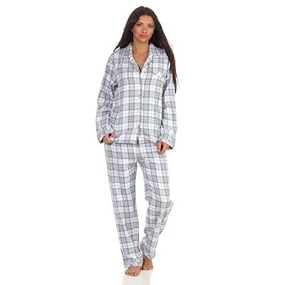 Afbeelding van Dames lange mouwen flanellen pyjama geruit 202 201 15 602, roze, 44 46