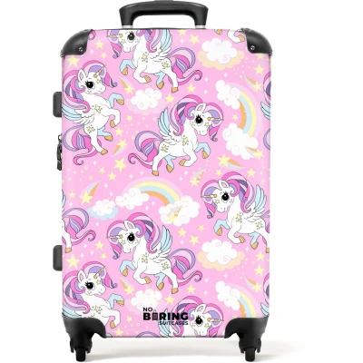 Afbeelding van NoBoringSuitcases.com® Kinderkoffer groot Kindertrolley koffer Eenhoorns Regenbogen Rolkoffer lichtgewicht Reiskoffer met 4 wielen Grote trolley XL 20 kg bagage