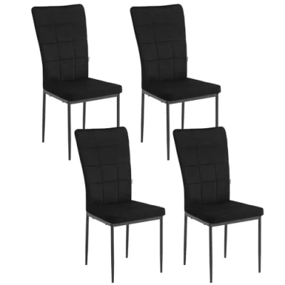 Afbeelding van WOLTU EZS22sz 4 Eetkamerstoelen, gestoffeerd, keukenstoel, woonkamerstoel, stoel, eetkamer, modern, gestoffeerde stoel met hoge rugleuning, van fluweel, metalen poten, zwart, set