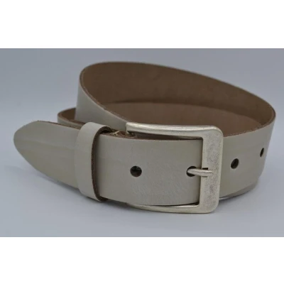 Afbeelding van 4cm brede ecru echt lederen jeans riem maat 95
